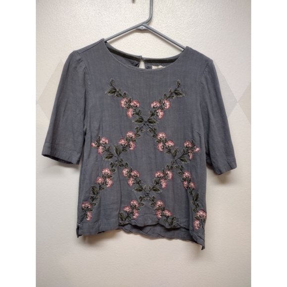 White Stuff embroidered linen blend top - Picture 4 of 12